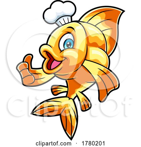 Cartoon Goldfish Chef Mascot Holding a Thumb up by Hit Toon
