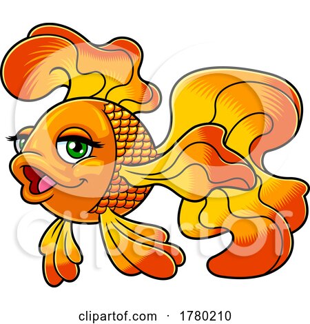 Cartoon Pretty Goldfish Mascot by Hit Toon