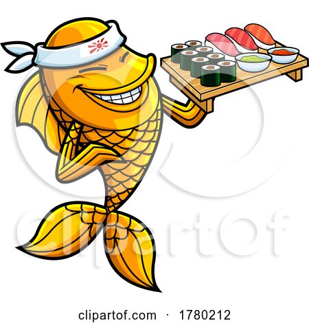 Cartoon Goldfish Sushi Chef Mascot by Hit Toon