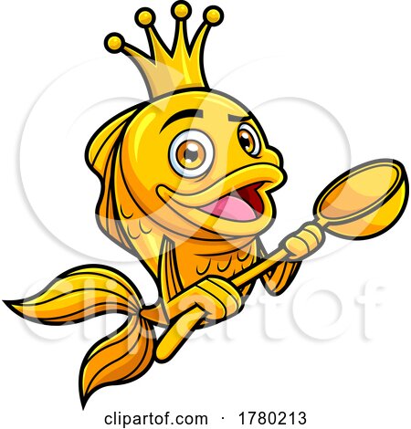 Cartoon Goldfish Mascot King Holding a Ladle by Hit Toon