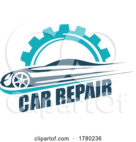 Car and Gear with Car Repair Text by Vector Tradition SM