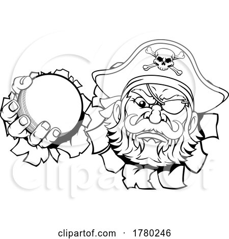 Pirate Cricket Ball Sports Mascot Cartoon by AtStockIllustration