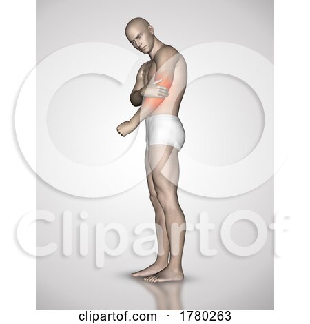 3D Male Figure Holding His Arm in Pain by KJ Pargeter