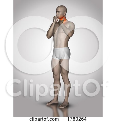 3D Male Figure Holding His Throat in Pain by KJ Pargeter