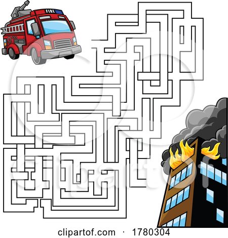 Cartoon Fire Truck and Burning Building Maze Game by Hit Toon