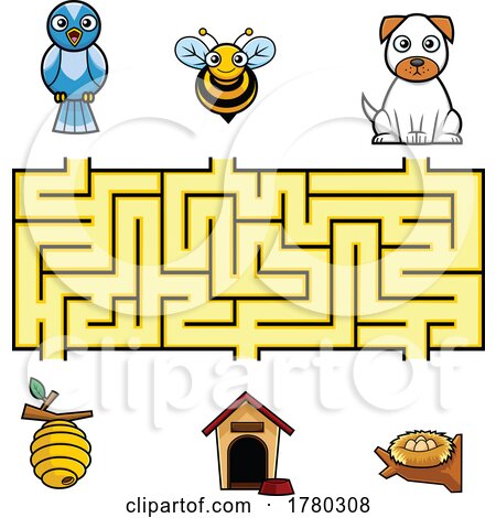 Cartoon Animal and Homes Maze Game by Hit Toon