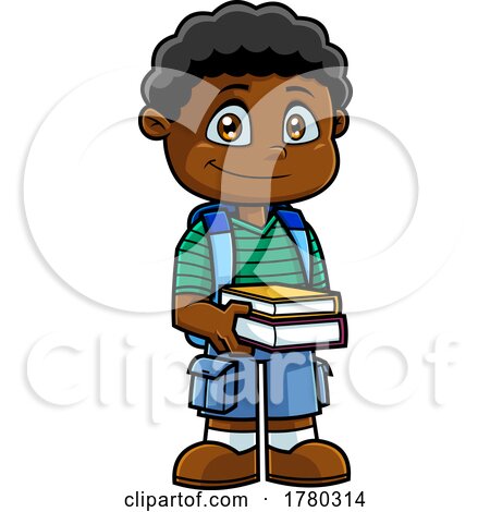 Cartoon School Boy Holding Books by Hit Toon