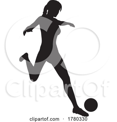 Female Soccer Football Player Woman Silhouette by KJ Pargeter