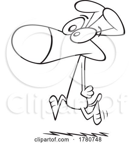 Cartoon Black and White Dog Running Upright by toonaday