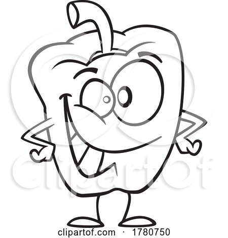 Cartoon Black and White Bell Pepper Mascot by toonaday