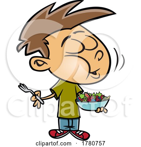Cartoon Boy Eating a Word Salad by toonaday