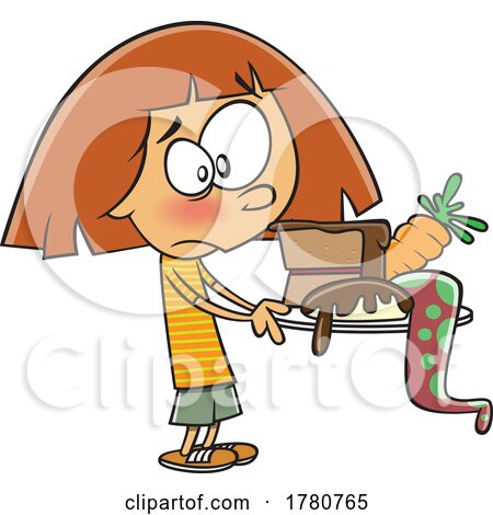 Cartoon Girl with a Hodgepodge of Food by toonaday