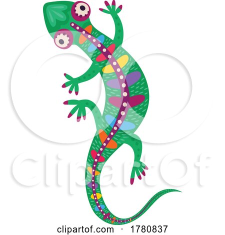 Colorful Mexican Themed Gecko Lizard by Vector Tradition SM