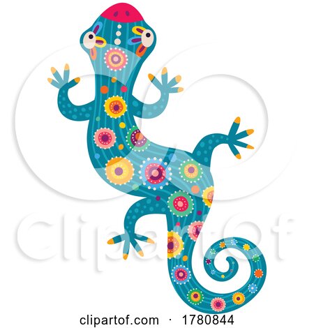 Colorful Mexican Themed Gecko Lizard by Vector Tradition SM