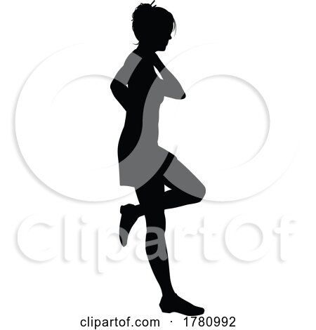 Woman Leaning Against Wall Silhouette by AtStockIllustration