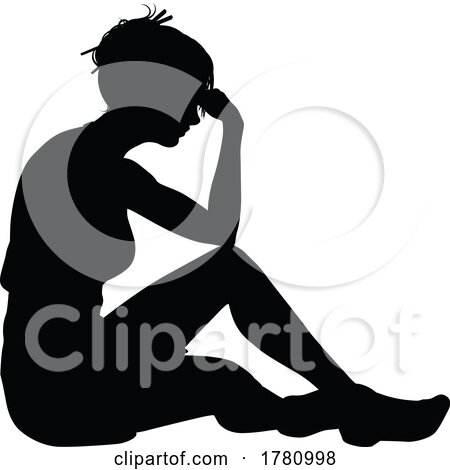 Woman Relaxed Sitting Thinking Silhouette by AtStockIllustration