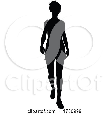 Woman Walking Front Silhouette by AtStockIllustration