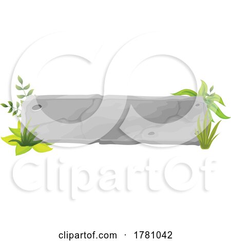 Stone Tablet Sign and Foliage by Vector Tradition SM