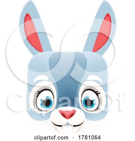 Rabbit Kawaii Square Animal Face Emoji Icon Button Avatar by Vector Tradition SM