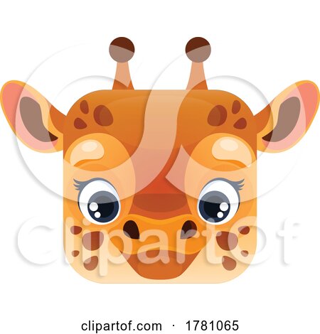 Giraffe Kawaii Square Animal Face Emoji Icon Button Avatar by Vector Tradition SM