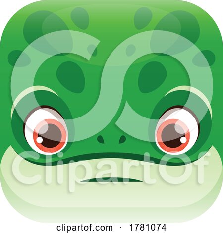 Frog Kawaii Square Animal Face Emoji Icon Button Avatar by Vector Tradition SM