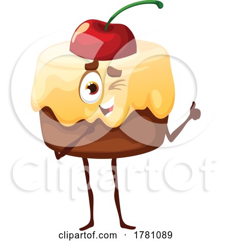 Cherry Topped Chocolate Cake Mascot by Vector Tradition SM