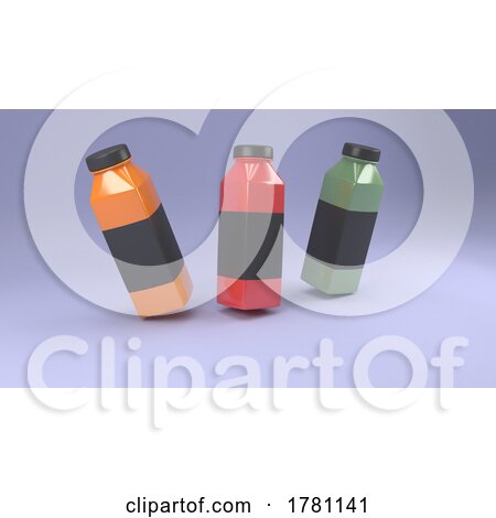 3d Juice Bottles on a Shaded background by KJ Pargeter