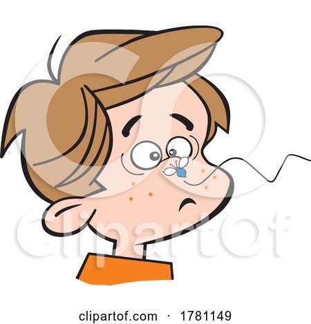 Cartoon Boy with a Bug on His Nose by Johnny Sajem