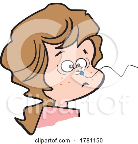 Cartoon Girl with a Bug on Her Nose by Johnny Sajem