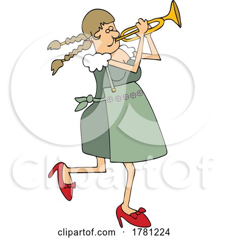 Cartoon Female German Oktoberfest Trumpet Musician by djart