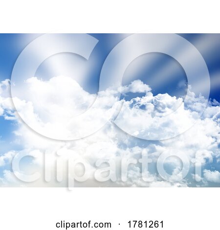 Blue Sunny Sky Background with Fluffy White Clouds by KJ Pargeter