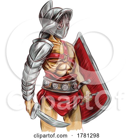 Roman Gladiator Soldier with Sword and Shield by Domenico Condello