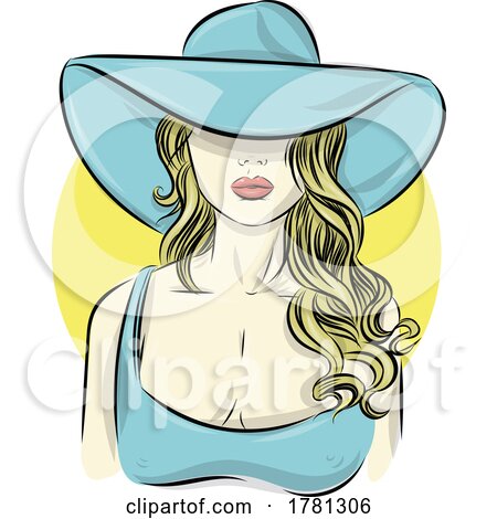 Beautiful Woman Blonde with Blue Hat by Domenico Condello