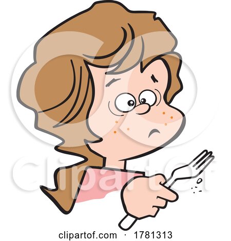 Cartoon Girl Holding a Fork and Eating Something Gross by Johnny Sajem