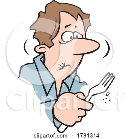 Cartoon Man Holding a Fork and Eating Something Gross by Johnny Sajem