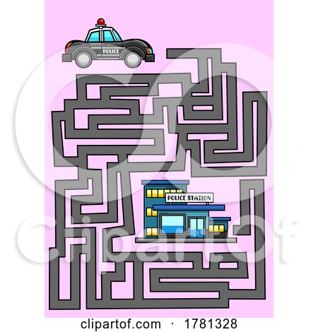 Maze of a Police Car to a Station by Hit Toon