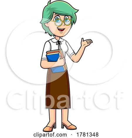 Cartoon Female Teacher or Librarian Presenting by Hit Toon