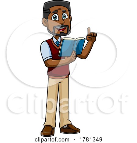 Cartoon Male Teacher Reading from a Book by Hit Toon