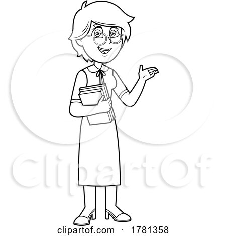 Cartoon Female Teacher or Librarian Presenting by Hit Toon