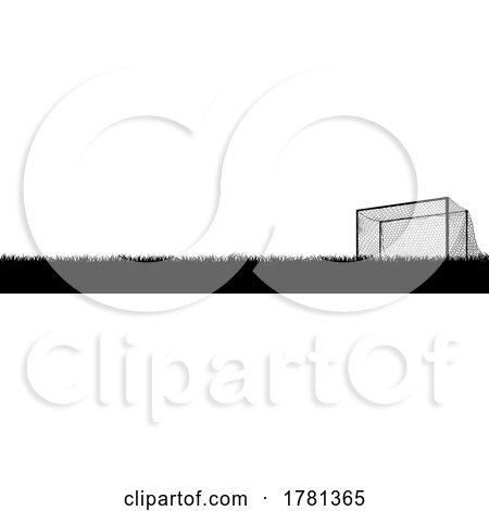 Soccer Football Pitch Field and Goal Silhouette by AtStockIllustration