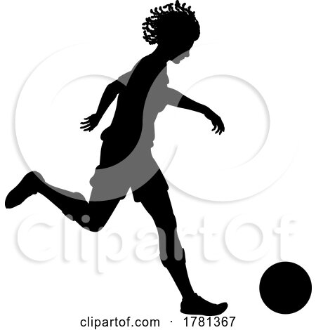 Black Woman Soccer Football Player Silhouette by AtStockIllustration