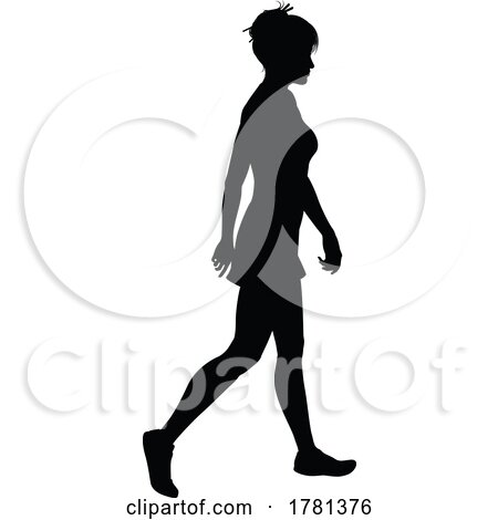 Woman Walking Silhouette by AtStockIllustration