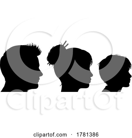 Family Silhouettes Heads Child Woman Man Profile by AtStockIllustration