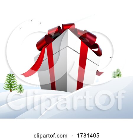 Big Gift Huge Present Box Christmas Prize Concept by AtStockIllustration