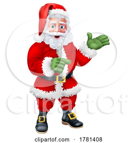Santa Claus Father Christmas Cartoon Pointing by AtStockIllustration