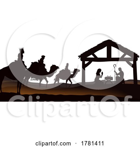Christmas Nativity Scene Silhouette by AtStockIllustration