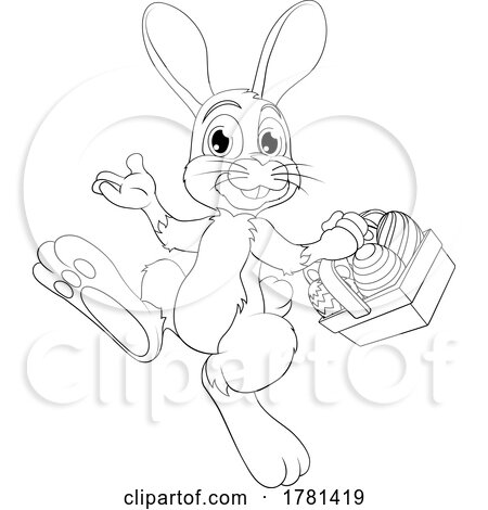 Easter Bunny Rabbit with Easter Egg Basket Cartoon by AtStockIllustration