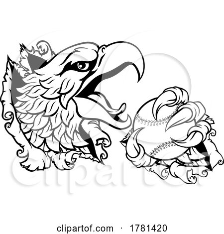 Bald Eagle Hawk Ripping Claw Baseball Ball Mascot by AtStockIllustration