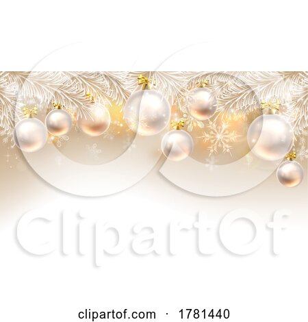 Christmas Background Bauble Design White and Gold by AtStockIllustration