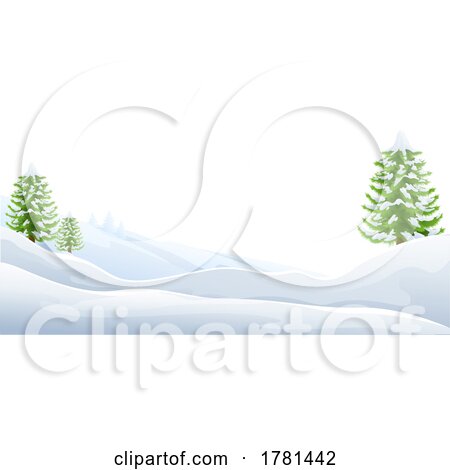 Snow Winter Christmas Landscape Scene by AtStockIllustration